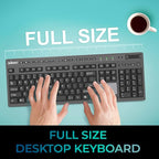 ADESSO Wireless Keyboard with Touchpad 104 Key Full Size USB Dongle Receiver Multi OS Support Works with MacOs System & Multimedia Hotkeys Volume Control with Scroll Wheel WKB-4450UB