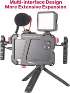 ULANZI Smartphone Video Rig with Handle, LINO Filmmaking Case Aluminum Alloy Phone Video Stabilizer Grip Tripod Mount for Video Maker Videographer with Cold Shoe for iPhone 16 15 Mini Pro Max 8 Plus