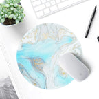ITNRSIIET Round Mouse Pad with Stitched Edge Premium-Textured Waterproof Non-Slip Rubber Base Desktop Protection Mat Diameter 8.7 inches, Modern Marbling Light Blue
