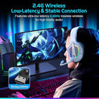 FC200 Wireless Gaming Headset for PS5, PS4-2.4GHz USB Foldable Headphones with Mic - 3D Stereo Bluetooth Headset with 50Hrs Battery Life, for Switch, PC, Mac, Mobile