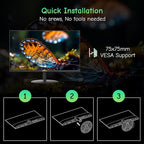 SANSUI Computer Monitor 24 inch IPS Eye Care 1080P Display HDMI,VGA Ports with 178° Viewing Angle/Frame-Less/Tilt/VESA Compatible for Office and Home