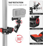 MINIFOCUS Super Clamp Camera Clamp Mount, 360° Ballhead Magic Arm with 1/4" 3/8" Port Extension Holder Adapter, Double Ball Head Adapter for Canon Nikon DSLR GoPro Action Camera Video Light