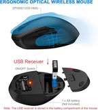 Wireless Keyboard and Mouse Combo, EDJO 2.4G Full-Sized Ergonomic Computer Keyboard with Wrist Rest and 3 Level DPI Adjustable Wireless Mouse for Windows, Mac OS Desktop/Laptop/PC（Classic Black）