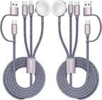 2Pack Upgraded 3 in 2 USB C Cable for Apple Watch Charger iPhone Charger USB C Multi Fast Charging Cable Compatible with iWatch Ultra/SE/10/9/8/7/6/5/4/3/2/1 & iPhone 16/15/14/13/12/11/Galaxy S23-4FT