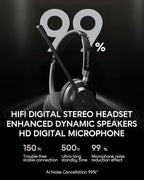 Wireless Headset with Mic for Work, Bluetooth 5.3, Advanced Noise Reduction Microphone, & HD Microphone & HiFi Stereo & Ultra Lightweight Comfortable Bluetooth Headphones for PC, Laptop, Phone,Zoom