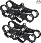 MINIFOCUS 1" Long Ball Clamp Dual Holder Mount for Underwater Photography Diving Light System, Compatible for GoPro Action Camera Flashlight Arms System(2 PCS)