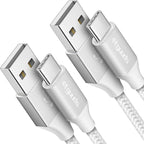 etguuds 6ft USB A to USB C Cable 3A Fast Charging, 2-Pack USB A to USB Type C Charger Cord for iPhone 16 15 Pro/Pro Max/Plus, for Samsung Galaxy S24 S23 S22 S21 S20 S10 A55 A54 Flip Note, Moto, White
