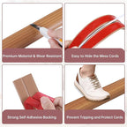 Floor Cord Cover Self Adhesive Cord Hider Floor Extension Cord Covers for Floor Power Cord Protector Cable Management Prevent Cable Trips Cable Cavity 0.51" W x 0.31" H (Light Brown Wood, 3.3Ft)