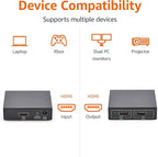 Amazon Basics HDMI Splitter 1 in 2 Out, 4K@30Hz for Dual Monitors, Mirror Only, Black