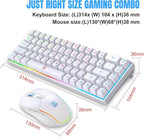 Snpurdiri 60% Wireless Gaming Keyboard and Mouse Combo,LED Backlit Rechargeable 2000mAh Battery,Mini Mechanical Feel Anti-ghosting Keyboard +Popular RGB Gaming Mice for PC Gamer (White)