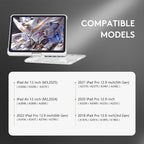 GUSGU Transparent Case with Wireless Keyboard for iPad Air 13-in.(M3/M2, 2025/2024), 7 Colors Backlight, Trackpad, 360°Rotating Stand for iPad Pro 12.9-in (6/5/4/3 Gen), Tech Style