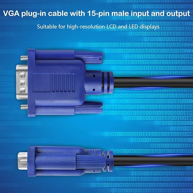 PASOW VGA to VGA Monitor Cable HD15 Male to Male for TV Computer Projector (3 Feet)