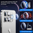Esanik 2023 Upgrade 2 Pack for iPhone 14 Pro/iPhone 14 Pro Max Camera Lens Protector, Aluminum Alloy Metal matte Case Tempered Glass Camera Screen Cover, Scratch Resistant Case Friendly (Silver)