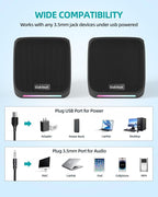 Computer Speakers,Computer Speakers for Desktop PC,Desktop Speakers,Small Computer Speakers USB Powered 3.5mm Aux Speaker for PC,Laptop,Tablet,Phone
