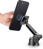 WixGear Dashboard Mount, Universal Magnetic Phone Holder for Car, Windshield Mount and Dashboard Mount Holder for Cell Phones and Tablets with Long Adjustable Arm – (New Rectangle Head)