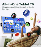 Cozyla Mate 32 Inch Mobile Portable TV Stand on Wheels Support Google Store Full Swivel Rotation Portable Touch Screen Monitor Built-in Battery Smart Rolling Tablet TV 4K Camera Remote Control White