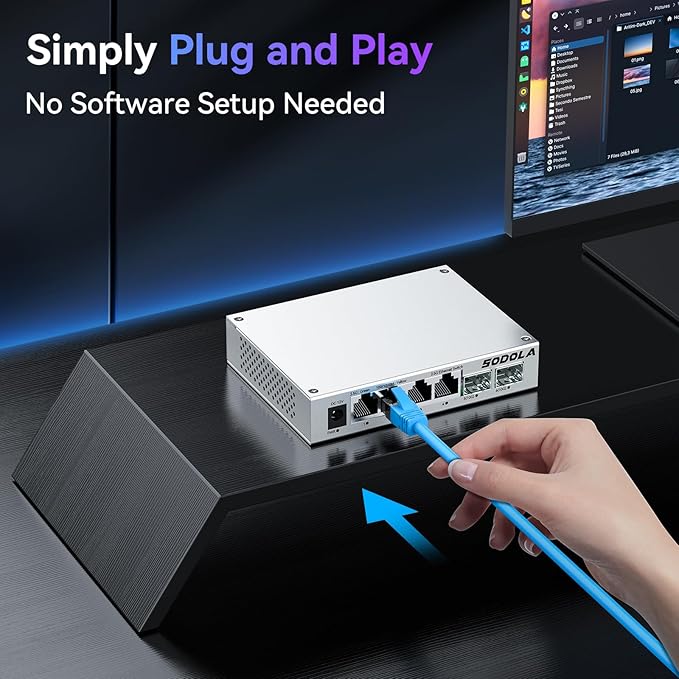 SODOLA 2.5Gb Switch,4 x 2.5G Base-T Ports, 2 x 10G SFP+, Aluminum Alloy Cooling & Magnetic Mounting,2.5 Gigabit Network Switch Fanless Plug & Play, Unmanaged Multi-Gigabit Switch,Lifetime Protection