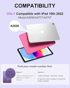 D DINGRICH Keyboard Case for iPad 10th Generation(10.9", 2022), Rechargeable Detachable Wireless BT Keyboard, Smart Folio Protective Cover with Pencil Holder for 10.9 inch Apple iPad 10th Gen, Purple