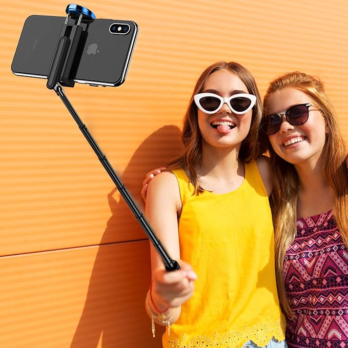 ATUMTEK Selfie Stick Tripod, Extendable 3 in 1 Aluminum Bluetooth Selfie Stick with Wireless Remote and Tripod Stand for iPhone 15/14/13/12/11/11 Pro/XS Max/XS/XR/X/8/7, Samsung Smartphones, Blue
