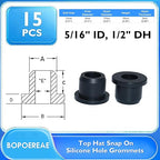15 Pcs1/2" Drill Hole, 5/16" ID Silicone Rubber Grommets for Wiring, Automotive Firewall Hole Plug Top Hat Metal Wall Drywall Grommets for Vinyl Tubing in Hydroponic Irrigation Systems