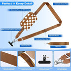 Clip and Go Strap for Phone with Wallet Crossbody, Adjustable Phone Lanyard with Detachable RFID Wristlet Wallet, Phone Strap with Phone Tabs for All Phones, Bronze Checkered (L)