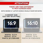 14 Inch 16:9 Laptop Privacy Screen Filter - Privacy Shield and Anti-Glare Protector