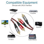 RCA Cable 10Ft,2Rca Male to 2-RCA Male Audio Stereo Subwoofer Cable [Hi-Fi Sound] Nylon-Braided Auxiliary Audio Cord for Home Theater, HDTV, Amplifiers, Hi-Fi Systems,Speakers and etc (10Ft)