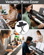 Stretchy Electric Piano Keyboard Covers - Waterproof Elastic Lock Music Keyboard Protector (61 Keys, Black)