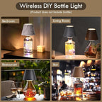WILIT Wireless Lamp Shades for Table Lamps, 3-Level Brightness Wine Bottles Lamp, Cute Desk Lamps for Bar Decor with RGB Lights for Room, Rechargeable Light, Modern Decorative Lamp, Gifts for Women