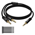 1/8 Inch TRS Stereo Y Splitter Cable 10FT, 3.5mm Male to 2-Male Y-Splitter Stereo Audio Cable, for Cell Phone PC Laptop, Speaker, Headphones, Suitable for Switching or Two Sets of Speakers