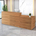 Reception Desk with Counter Modern Checkout Counter with Lockable Drawer Keyboard Tray Receptionist Desk for Office Salon Reception Table I Right 71inch/180cm