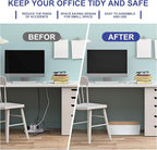 Cable Management Box - Wooden Style Large Cord Organizer Box to Hide Wires & Power Strips | Desk Computer Cable Organizer Box | Safe ABS Material |16" (L) x 6.2" (W) 5.3" (H)|for Home & Office - White