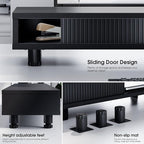Fenge Dual Monitor Stand, 42.5inch Long Monitor Stands Riser for 2 Monitors, Sliding Door with Storage Organizer Stand for Desk, 2 Tier Desk Shelf for Laptop, Pc, Printer, Computer, TV