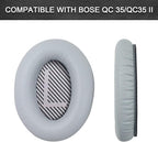 Replacement Ear Pads for Bose QuietComfort 35 35 II 15 25(qc 35 25 15/QC35 ii), Headphone Ear Covers, High Density Memory Cotton, Soft Leather, Adaptive Noise Isolation Headphones Pads Cushions-Grey