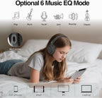 MIDOLA Bluetooth Headphones Over Ear 68H Playtime 6 EQ Wireless Headset with Microphone HiFi Stereo Foldable Lightweight Deep Bass for Travel Home Office Cellphone Black