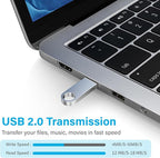 ABLAZE 16GB Flash Drive 5 Pack, Metal USB 2.0 Thumb Drives with Keychains USB Stick Pendrive (Sliver)
