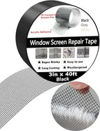 Wohohoho Window Screen Repair Tape, 3 in X 40 FT (480IN) Black Screen Patch Repair Kit, 3-Layer Strong Adhesive Invisible Screen Tape Mesh Repair for Windows, Doors Garage Mosquito Net Magnetic Screen