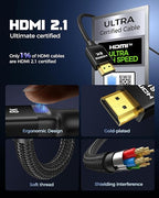 Silkland 8K HDMI eARC/ARC Cable 2.1, 3.3FT Certified Ultra High Speed HDMI® Cable [8K@60Hz, 4K@120Hz] Dolby Atmos Vision, 48Gbps, HDR, HDCP Compatible for Samsung/Vizio/SoundBar/Roku TV/BluRay