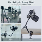 SMALLRIG Magic Arm Crab Claw Clamp, with Anti-Deflection Retractable Pin, 1.5kg Load Capacity for GoPro/for Insta360 / for DJI Action/for DSLR/for Light/for Monitor/for Phone- 5312
