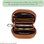 Andoer Camera Filters Case Bags for Filters Up to 82mm, 5 Pockets PU Leather DustProof Filter Hard Storage Case for UV CPL ND Graduated Neutral Density Filters