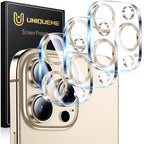 UniqueMe for 3 Pack iPhone 16 Pro/iPhone 16 Pro Max Camera Lens Protector - [Drop Protection] [Case Friendly] 9H Tempered Glass Camera Cover Screen [Update New Version] - Gold