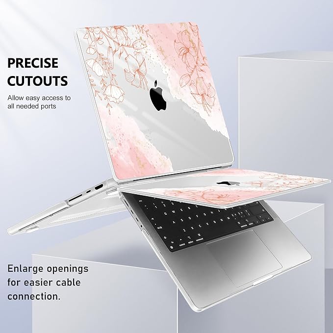 for MacBook Pro 16 inch Case 2021 2022 2023 2024 Release A3186 A3403 M4 A2991 M3 A2780 M2 A2485 M1 Pro/Max, Hard Shell Case with Screen Protector & Keyboard Cover, Watercolor Floral