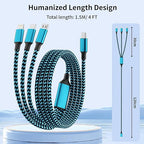 100W USB C Multi Charging Cable,3 in 1 USB C Cable Fast Charging with E-Mark Chip,Universal Charging Cable with Type-C, Micro USB,IP Port for iPhone16/15/Cell Phones and More