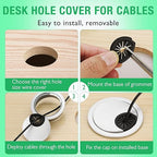 2 Pcs Desk Grommet 2" / 50 mm, Desk Cord Hole Cover, Cable Grommet ABS Plastic, Desk Hole Grommet for Home & Office Pc, Detachable Cable Cord Organizer-Silver Sand