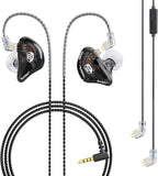 BASN Bsinger Professional in Ear Monitor Headphones, Dual Drivers 2-Pin IEM Earbuds with Mic, Clear Sound HiFi Earphones for Musicians Drummers and Stage (Black, 2-Pin)