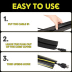 Pangda 10 FT Floor Cable Cover Heavy Duty Cord Cover Protector Power Cable Protector Soft Extension, Organize and Protect Wire on Floor for Home Office or Outdoor Settings (Black, Yellow)