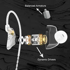 BASN MMCX Triple Driver in-Ear Monitors with Rich Bass, HiFi Stereo IEM Earphones with Upgraded Detachable Cables for Audiophiles Musicians (Porcelain White)