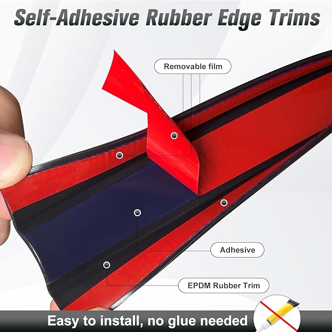Rubber Edge Trim, Self Adhesive U Channel Edge Trim, Big Size U Shaped Trim, Edge Banding for Plywood, Woods, Shelf, Cabinet, Countertop, Fit for 5/8", Length 20Ft, Black