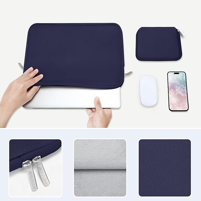 MOSISO Laptop Case 14 inch, 14 inch Laptop Sleeve Bag Compatible with HP Lenovo Dell ASUS Acer, HP Stream, Dell Latitude, Lenovo IdeaPad, Neoprene Computer Sleeve Bag with Small Case, Navy Blue