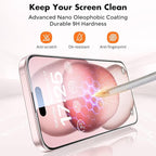 UNBREAKcable 3-Pack Screen Protector for iPhone 15, Double Shatterproof Tempered Glass [Easy Installation Frame] [99.99% HD Clear] [9H Hardness] [Full Coverage] [Case Friendly] for iPhone 6.1 inch